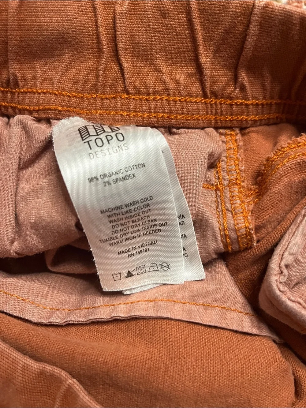 Topo Designs Dirt Pants Burnt Orange Rust Men’s Medium EUC - Picture 6 of 8